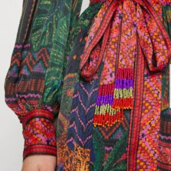 FARM RIO FOREST TAPESTRY WRAP MINI DRESS XS - Picture 2 of 4